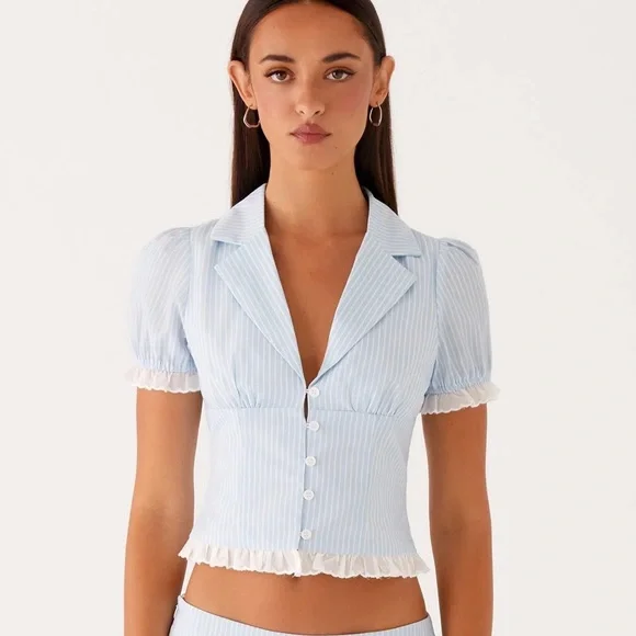 Brand New- Peppermayo Bennett Button Up Top in Blue White Stripe 🦋✨ - Picture 7 of 13